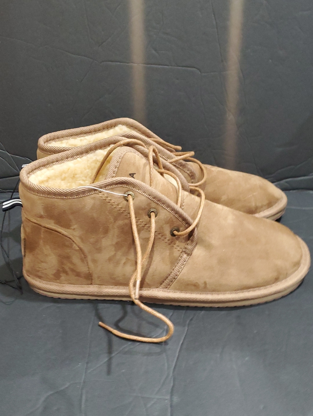 Nautica dulverton chukka tan faux suede shearling sherpa laceup slipper boots